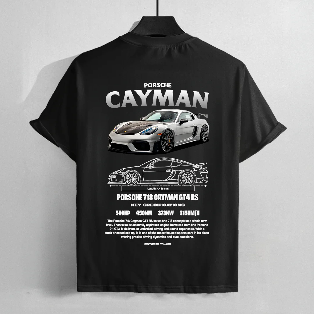 New car t-shirt design for Summer porsche cayman Motorcycle street car men's women's loose cotton round neck casual T-shirt