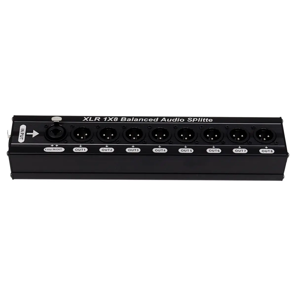 ABAN XLR 1x8 Balanced Audio Splitter 1 in 8 Out 3 Pin XLR Audio Splitter Audio Signal Splitter Box One Loop Output Audio Box