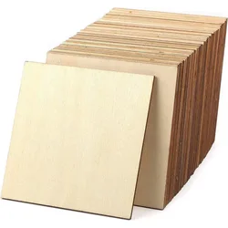 5/2Pcs Wood Square Blank 10x10cm Unfinished Wood Slices for DIY Painting Staining Wood Engraving Laser Projects Supplies