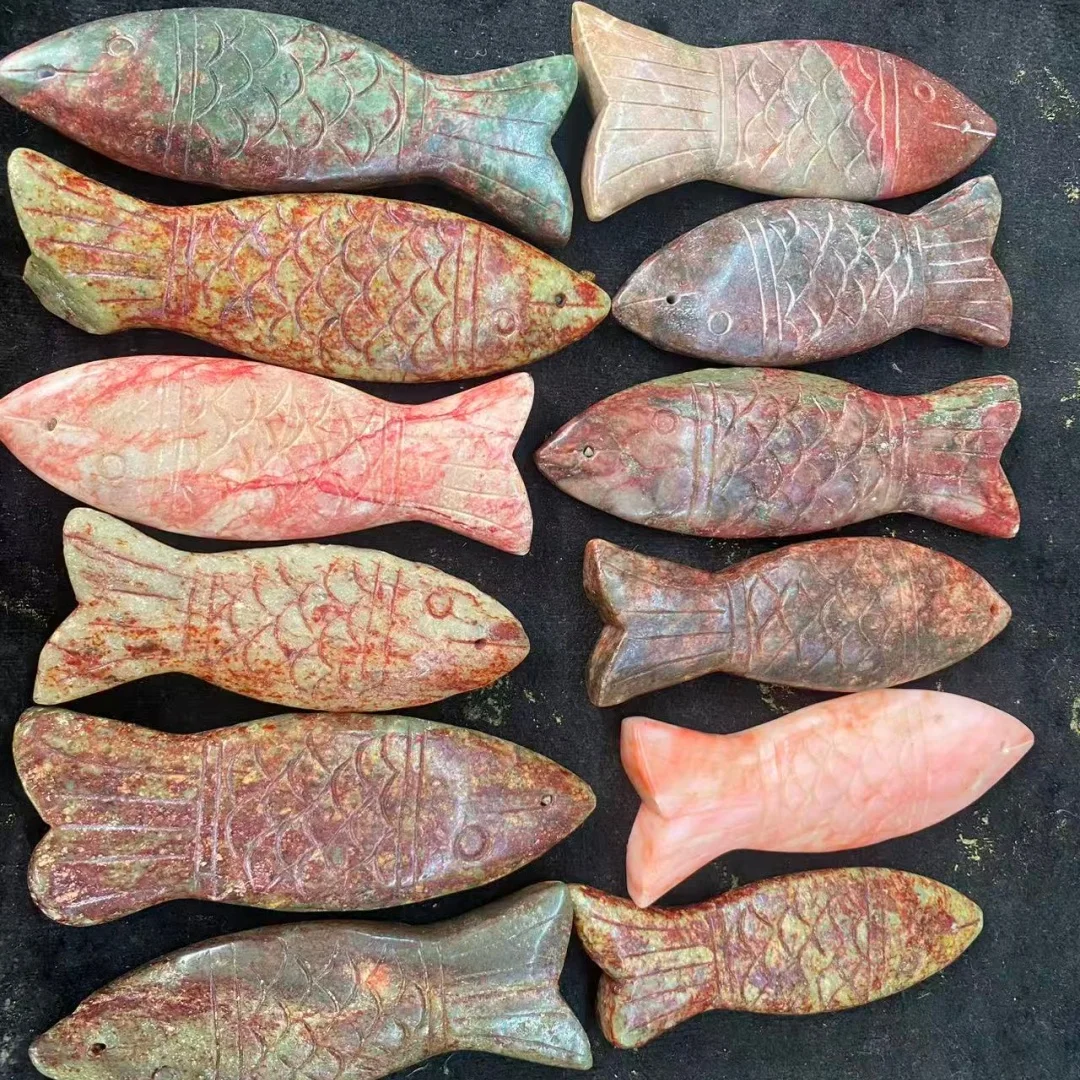 1pcs/lot Qinghai jade carved auspicious animal 3D fish-shaped pendant ornament, lifelike