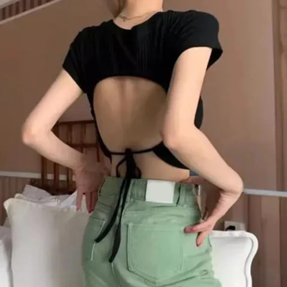 

Casual Women's Top Backless Short Sleeves Casual Occasions All Seasons Casual Wear All Seasons Wear Basic Style Casual Wear