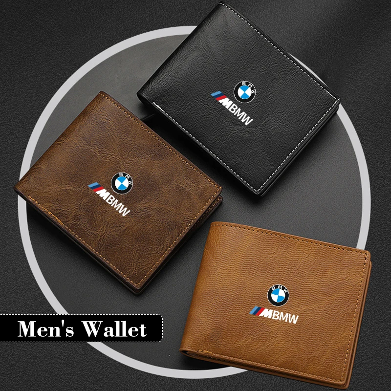 Car Logo Men\'s Business Wallet Bank Card Case Coin Case ID Card For BMW 1  3  5 Series X1 X4 X7 G20 G38 F20 F39 F48 E46 E60 E36