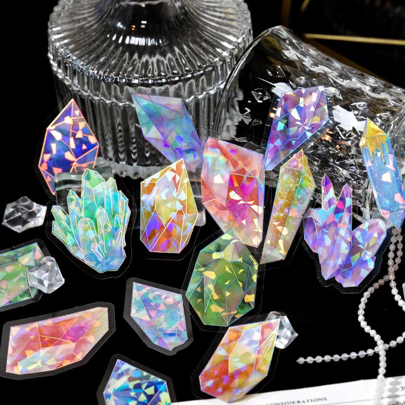 20 pcs/lot Laser Flash PET Waterproof Sticker Cool Geometric Pattern, Ideal for Journal Deco DIY Craft Album Gift Decor