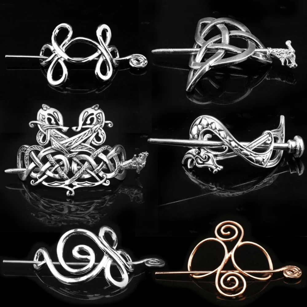 Viking Dragon Hair Pin, Celtic Knot Metal Hair Stick, Norse Mythology Hair Accessory, Medieval Hair Jewelry, Hair Fork, Hair Cla