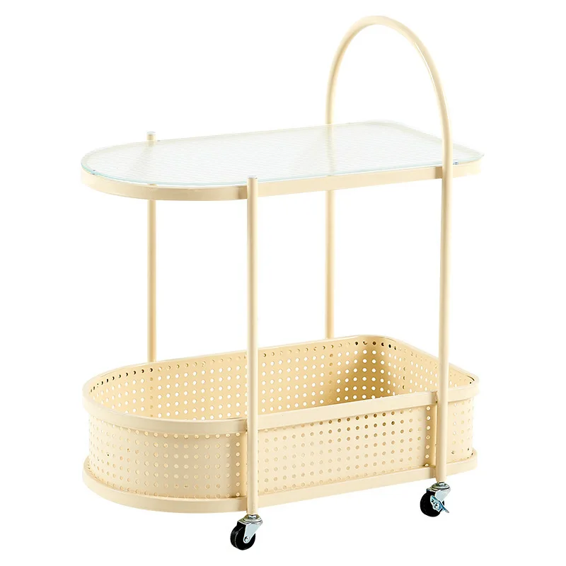 Cream wind living room with wheels, sofa edge, removable trolley rack