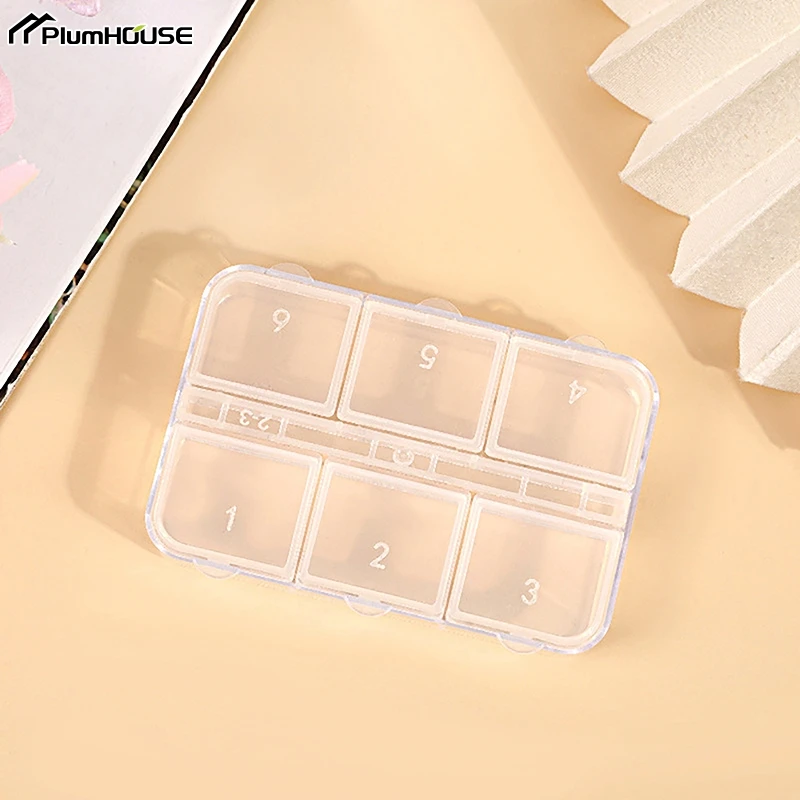 6 Grids Plastic Storage Box Portable Compartment Jewelry Necklace Transparent Boxes Case Pill Box Craft Organizer