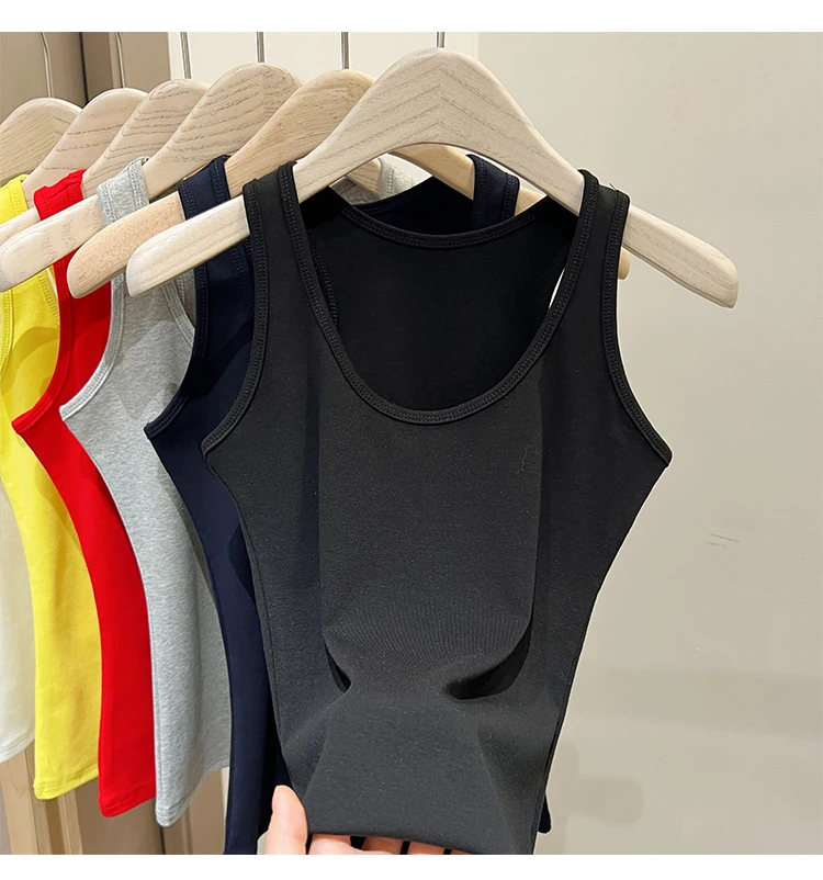 Zjaiss Damen Tanktop Einfarbiges Camisole 2026 Sommer Neu Minimalistisch Vielseitiges Ärmelloses Oberteil für Innen- und Außenbekleidung – Detail 31