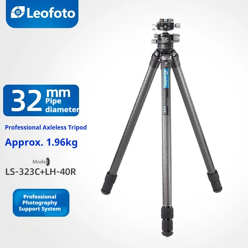 

Leofoto LS-323C+LH-40R Panoramic Head Carbon Fiber DSLR Camera Tripod Kit with No Center Column