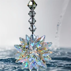 Crystal Snowflake Pendant Suncatcher AB Color Glass Prism For Garden Window Hanging Rainbow Maker Gift Car Wedding Home Decor