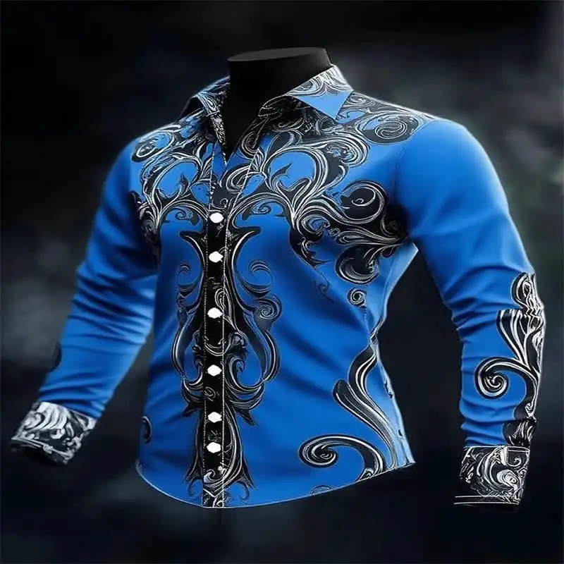

Men's Casual Long Sleeve Lapel Shirt 3D Printing Fashion Loose Comfortable Shirt Plus Size 6XL Fast Delivery