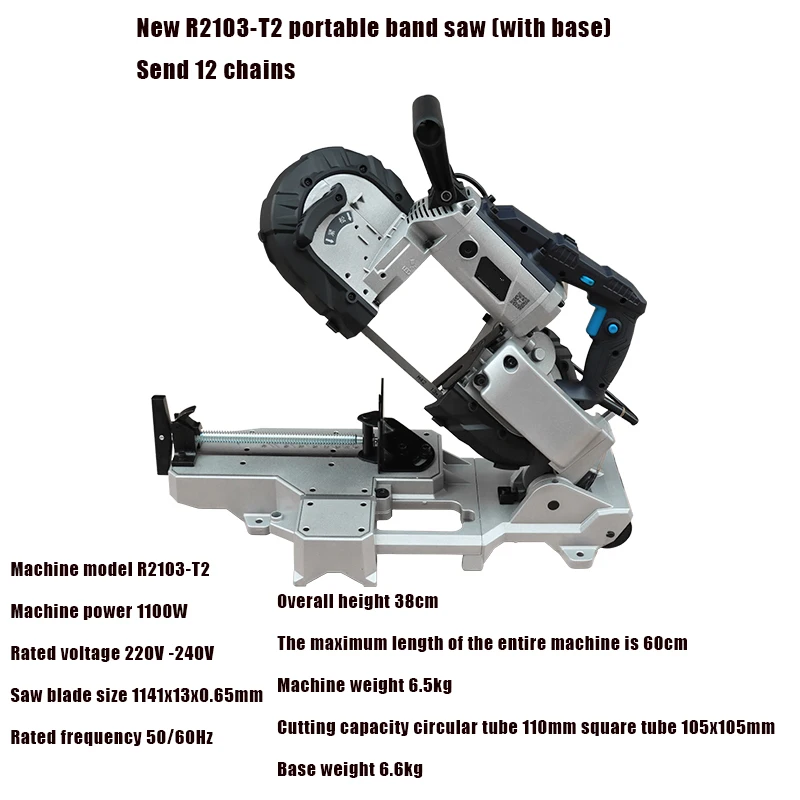 Imagem -03 - Portátil Horizontal Metal Band Saw Machine Corte e Tubulação Household Woodworking Aço Inoxidável