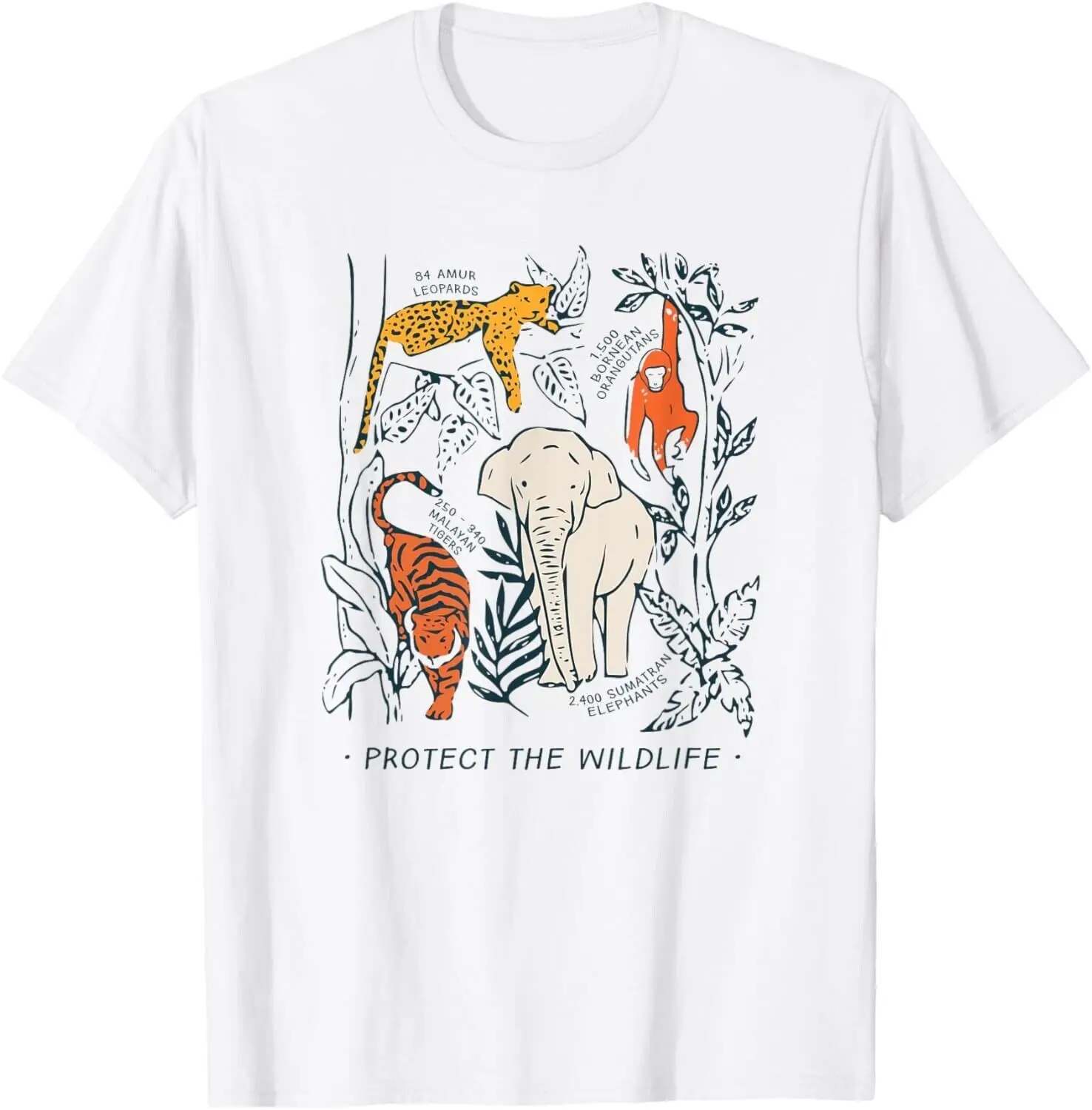 Protect The Wildlife Botanical Chart Shirt Endangered Animal Gift Unisex T-Shirt