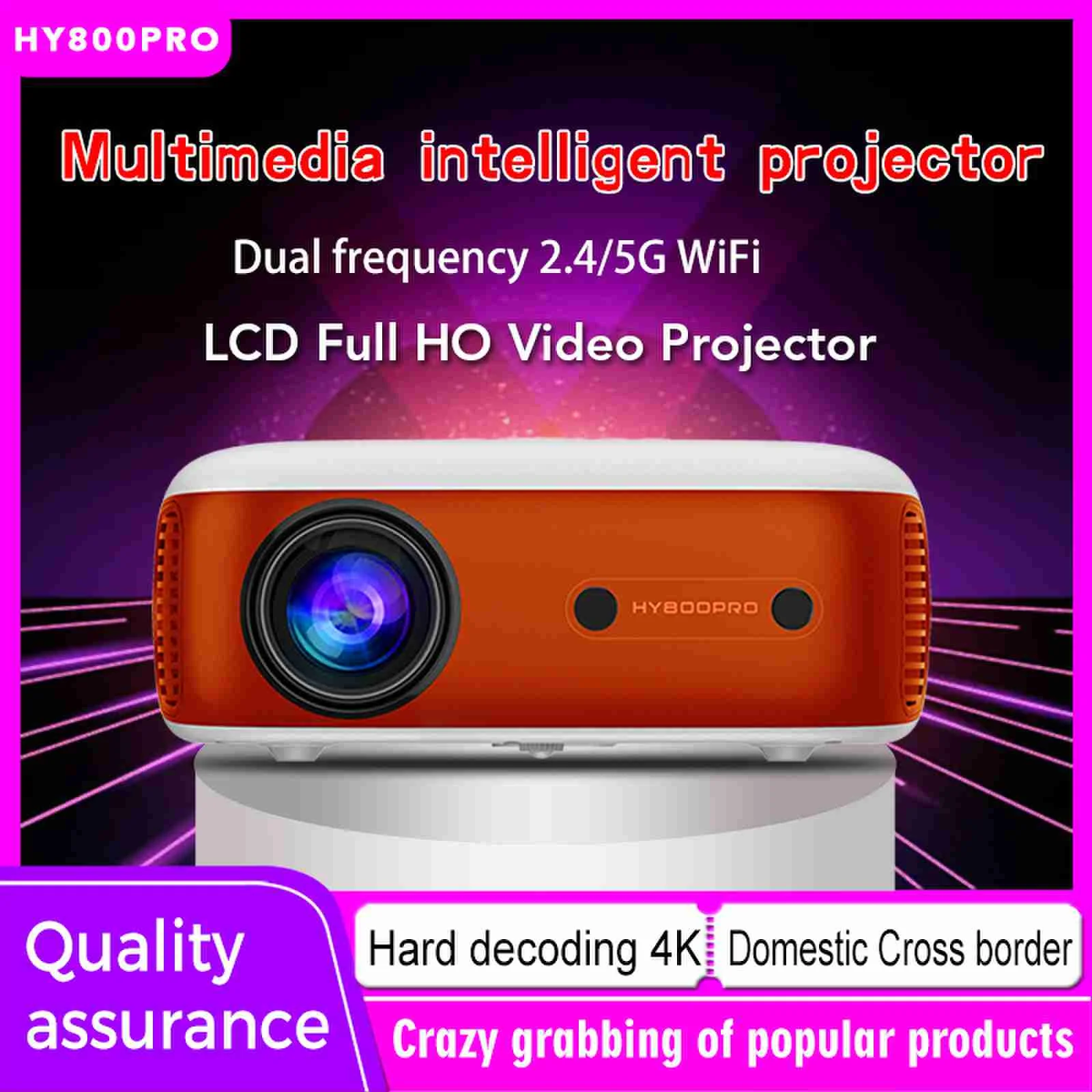 أجهزة عرض Hy800 Pro 4K Proyector مع Wifi NT72564 Android 11 جهاز عرض فيديو محمول 4K 330 ANSI Lumen Beamer