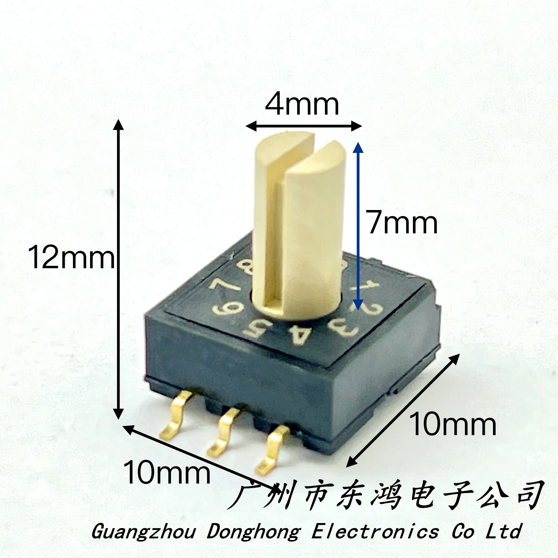 1PCS RM3HAF-10R Rotary Encoder Switch Dial Switch 10 0-9 Coding Switch Patch 3:3 With Handle Rotary Coding Switch