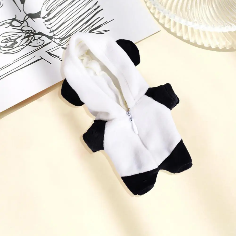 Waschbares Puppenkostüm, Dinosaurier-Kapuzenoverall für 17 cm große Puppen, mehrfarbiges Plüsch-Hauskleidungsset, süßes Cartoon-Puppen-Outfit zum Spielen