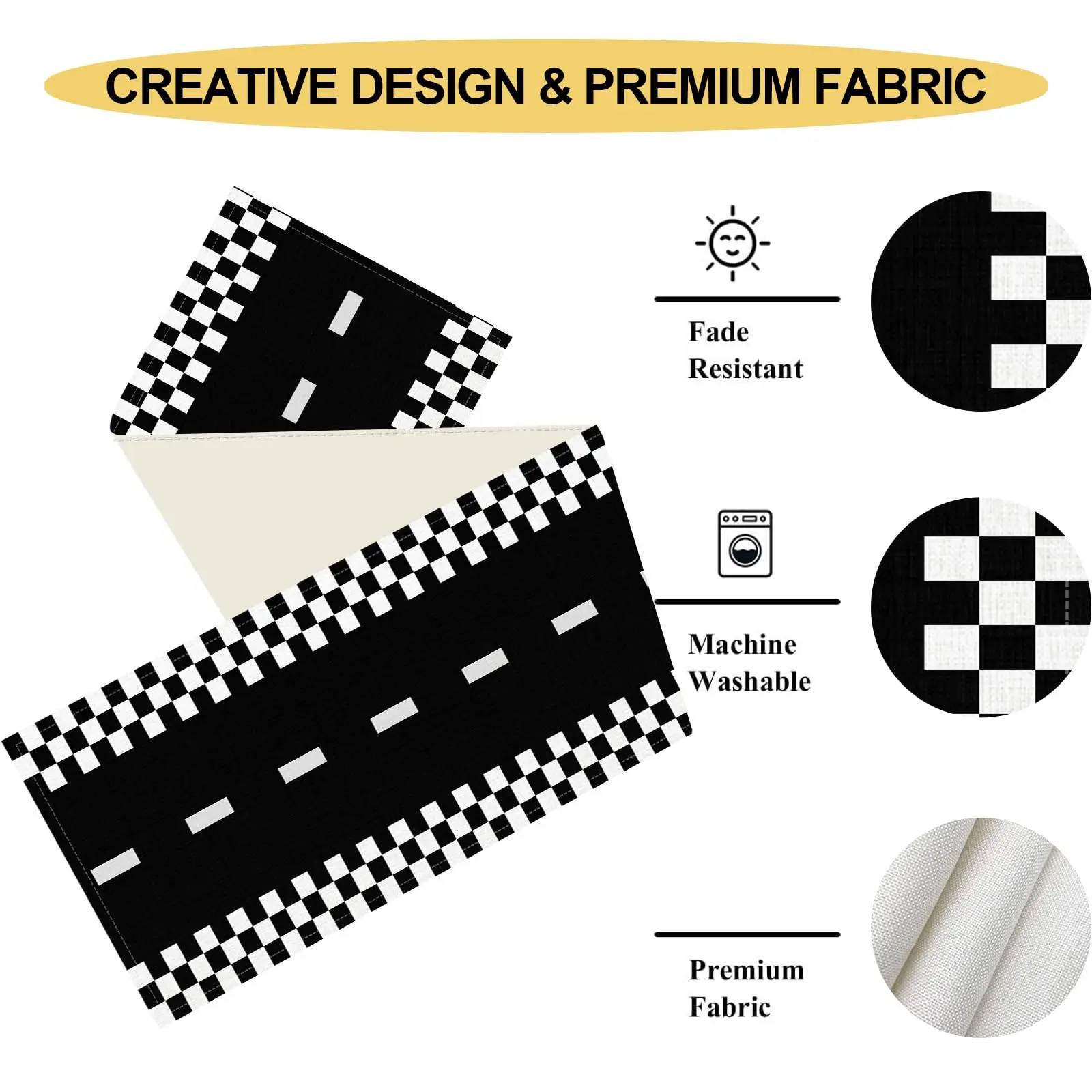الكتان مضمار السباق الجدول عداء سباق السيارات أسود أبيض متقلب مفرش المائدة قابلة لإعادة الاستخدام سباق الطريق المسار الصبي زينة حفلة عيد ميلاد