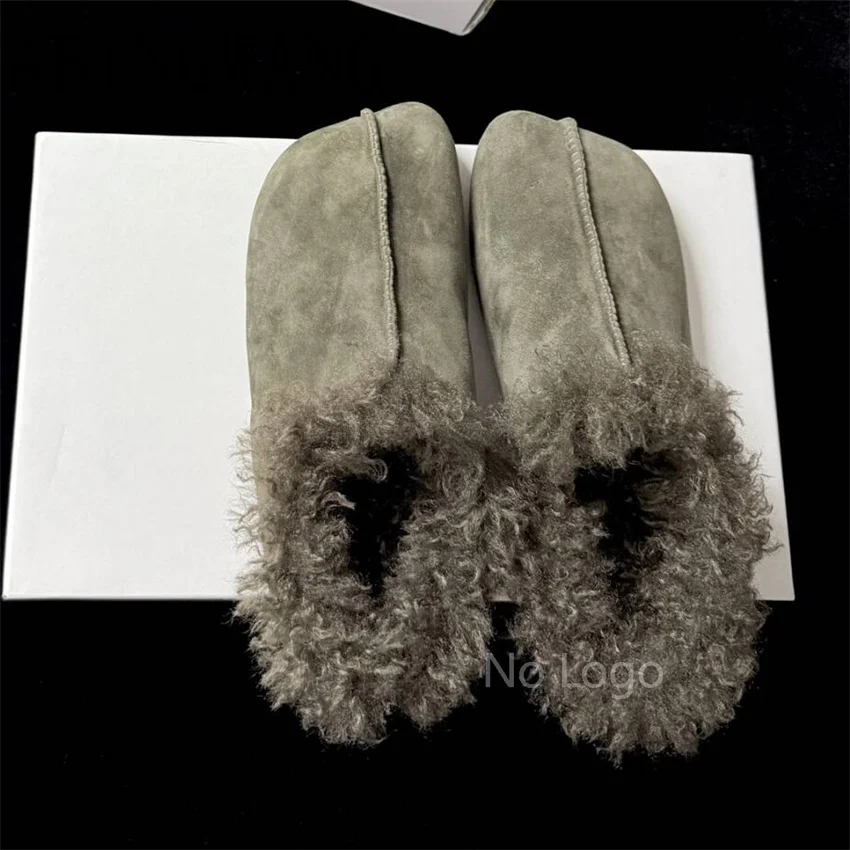 2026 Winter New Suede Inside Fur Flats Loafers Slip On Square Toe Casual Lazy Office Shoes Lazy Shoes Women Casual Shoes Mujer
