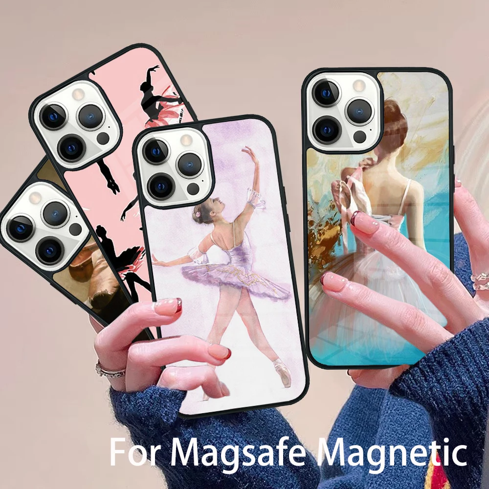 

Ballerina Dance Ballet Girl Phone Case Magesafe Magnetic Wireless Charge Cover For IPhone 16 11 12 13 14 15 Pro Max Plus Mini