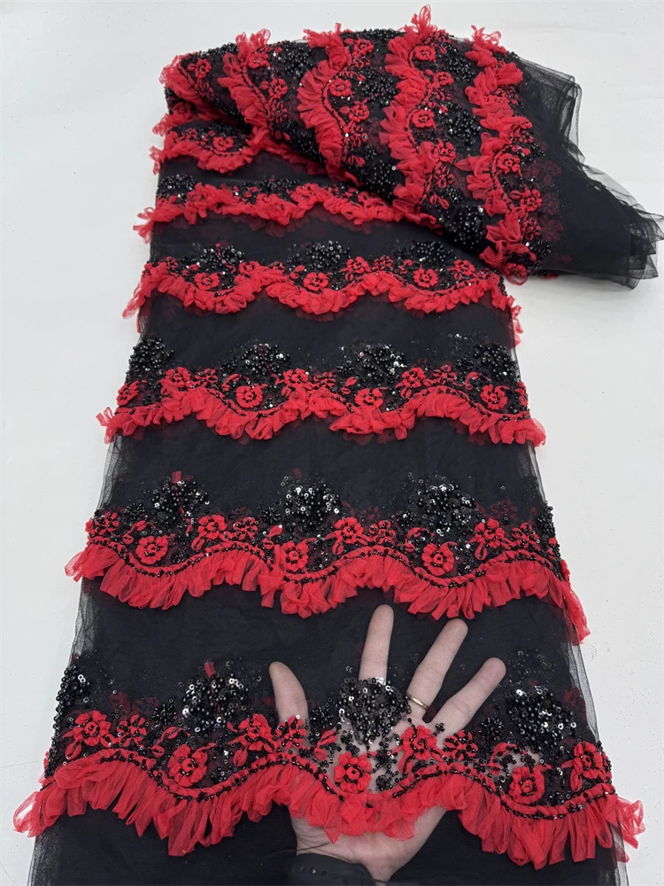 아프리카 메쉬 레이스 원단 나이지리아 비즈 레이스 원단 스팽글 고품질 프랑스 나이지리아 레이스 드레스 여성 파티 웨딩용