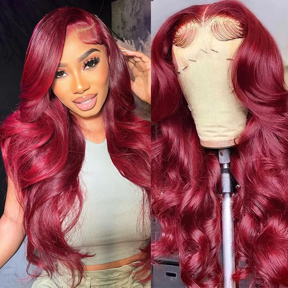 30 Inch Human Hair Lace Wig 13X4 Lace Frontal Wig Red  Lace Front 13X6 Wigs 99J Burgundy Human Hair Body Wave Lace Front Wigs