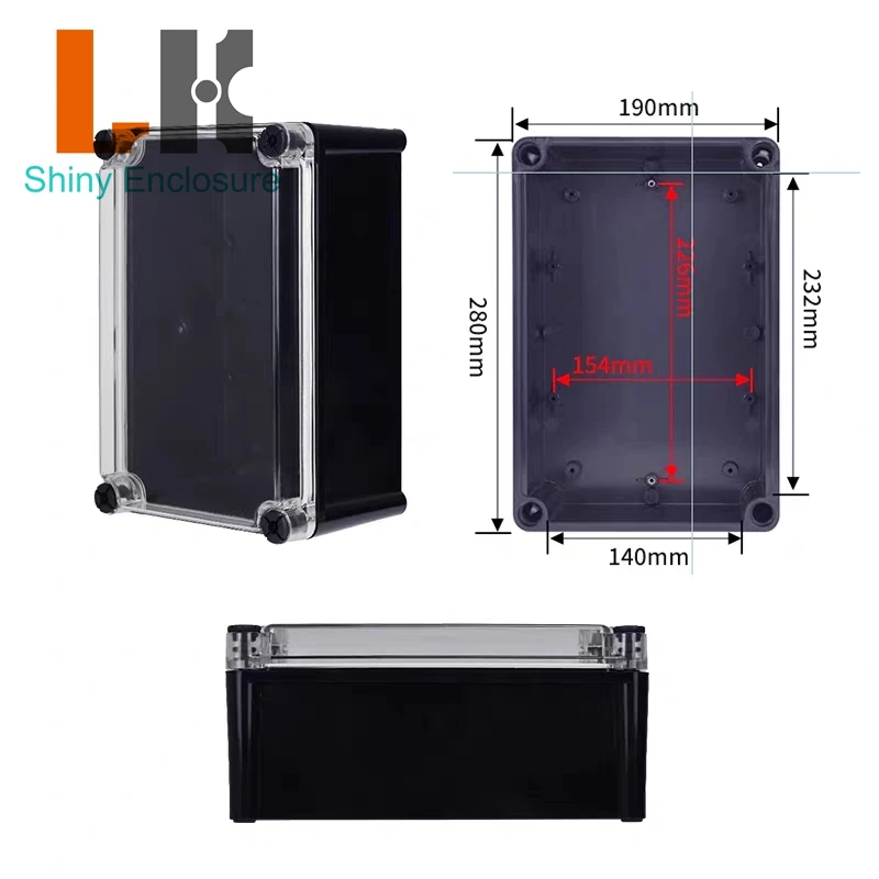 Black Waterproof Transparent Cover Enclosure Juction Box ABS Plastic Outdoor Power Distribution Box Electronic Instrument Case