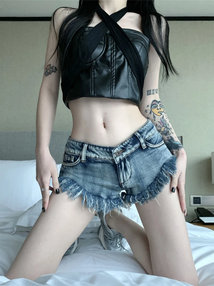 

Punk Female Short Jeans Pants Sexy Women's Denim Shorts Low Rise Waist Coquette Harajuku Vintage Offer Original Hot Aesthetic V