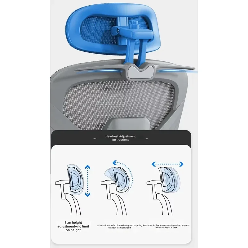 Modern Ergonomic Office Chair with Adjustable Headrest and Height Swivel Recliner Lumbar Support Mesh