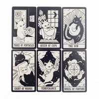 Kitten Tarot Deck 78Pcs Cute Black and White  For Beginners  Version Mysterious Board Game Fun Fortune telling Kit 4