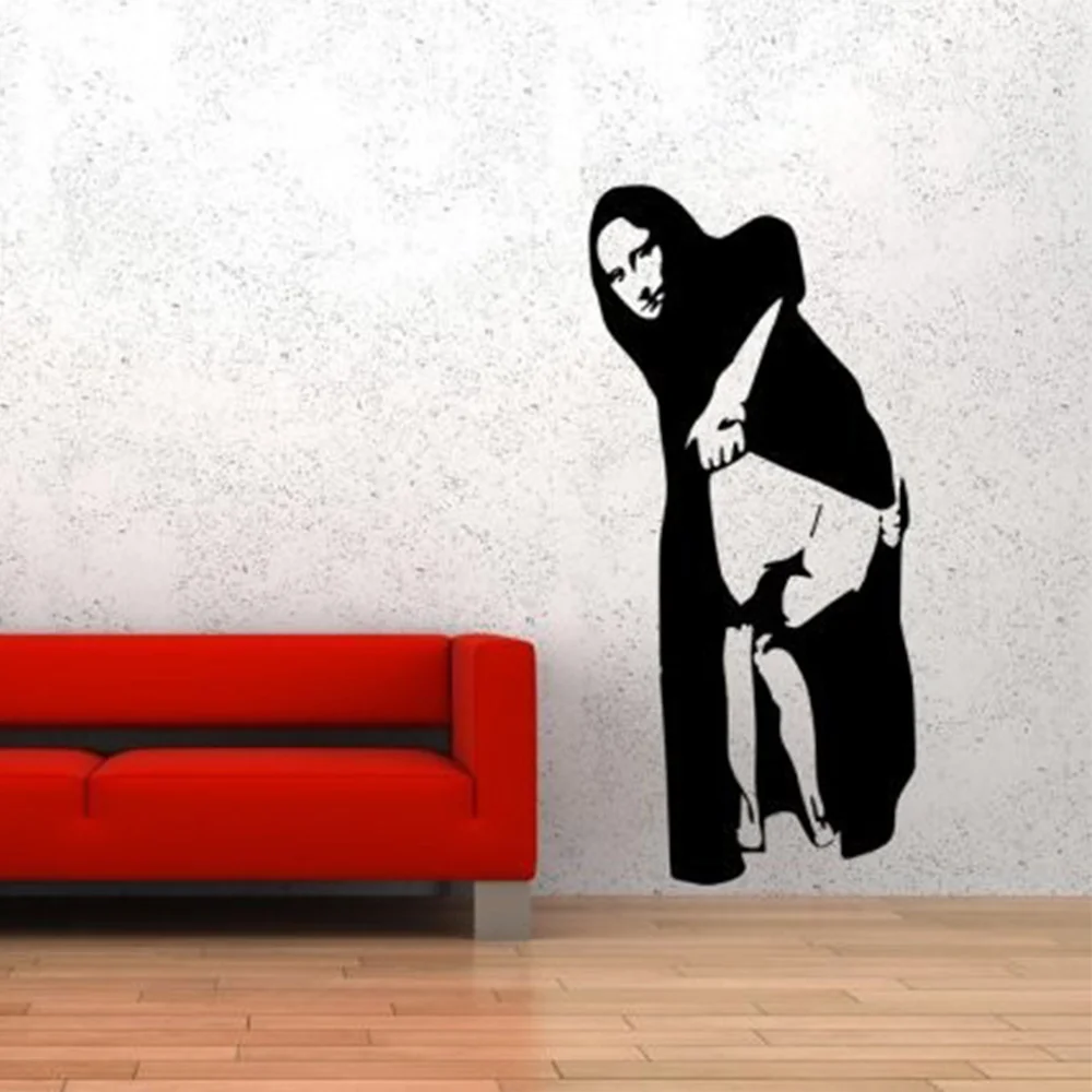 BANKSY MONA LISA MOONING WALL MURAL TRANSFER ART STICKER POSTER DECAL Decorative Vinyl Wall Stickers