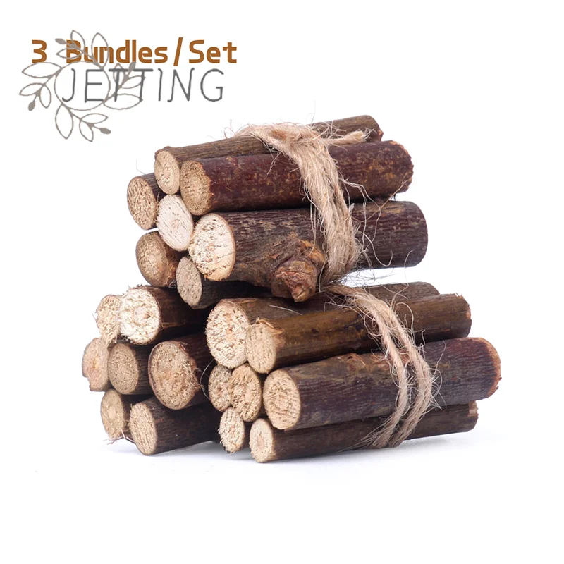 Hot 3Bundles 1:12 Dollhouse Miniature Bonfire Firewood Model Party Living Scene Decor Toy Doll House Accessories