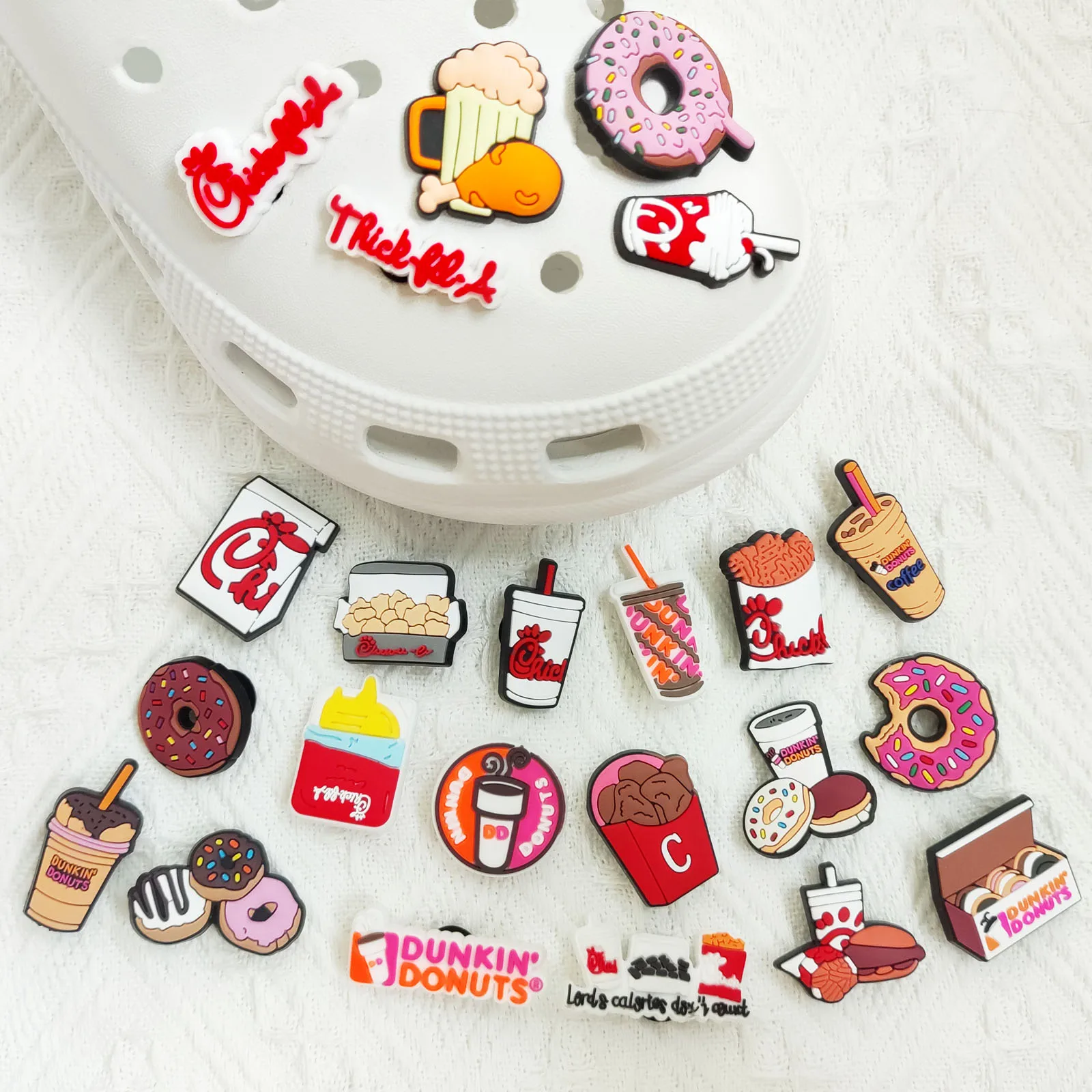 23Pcs Donut Food Series Shoe Charms For Sandals,Shoe Decorations Accessories Premium Quality Shoe Pins Great Gift Men Women