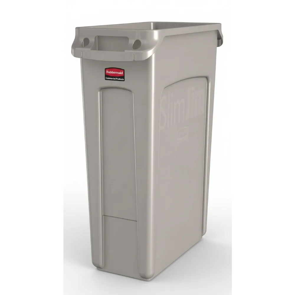 

23 Gallon Slim Plastic Trash Can with Venting Channels, Heavy Duty for Kitchen Office Classroom