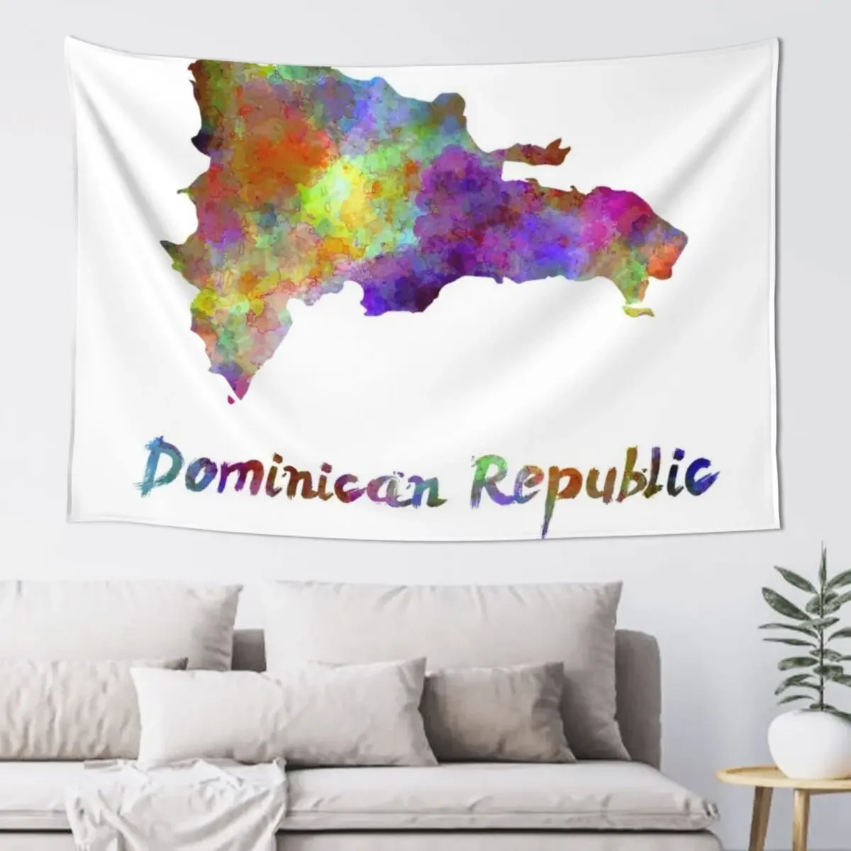 

Dominican Republic map in watercolor Tapestry House Decor Room Decor Cute Art Mural Tapestry