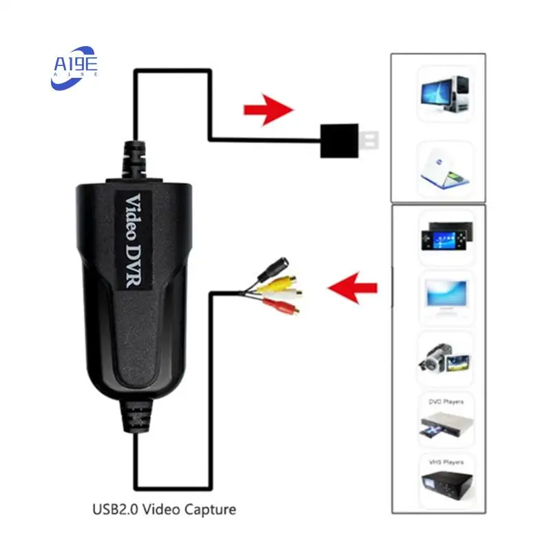 

A19E-USB 2.0 Video Capture Card AV RCA Digital To USB Converter Portable Adapter Video Cable For DV/VHS TV DVD Home Use Win 7