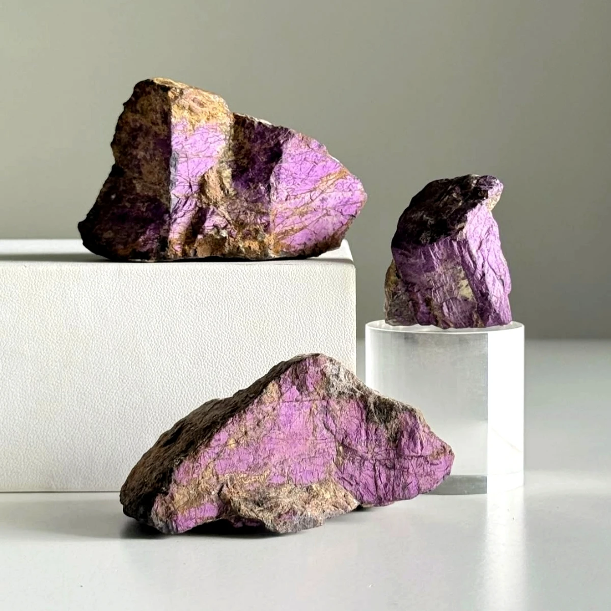 1pc Rare Purple Marvel Purpurite Mineral Specimen, Crystal Mineral with Marbled Purple & White Veins