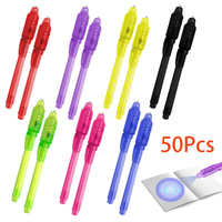 50Pcs Invisible Ink Pen with UV Light Disappearing Ink Pens for Kids for Secret Message and Easter Day Halloween Christmas