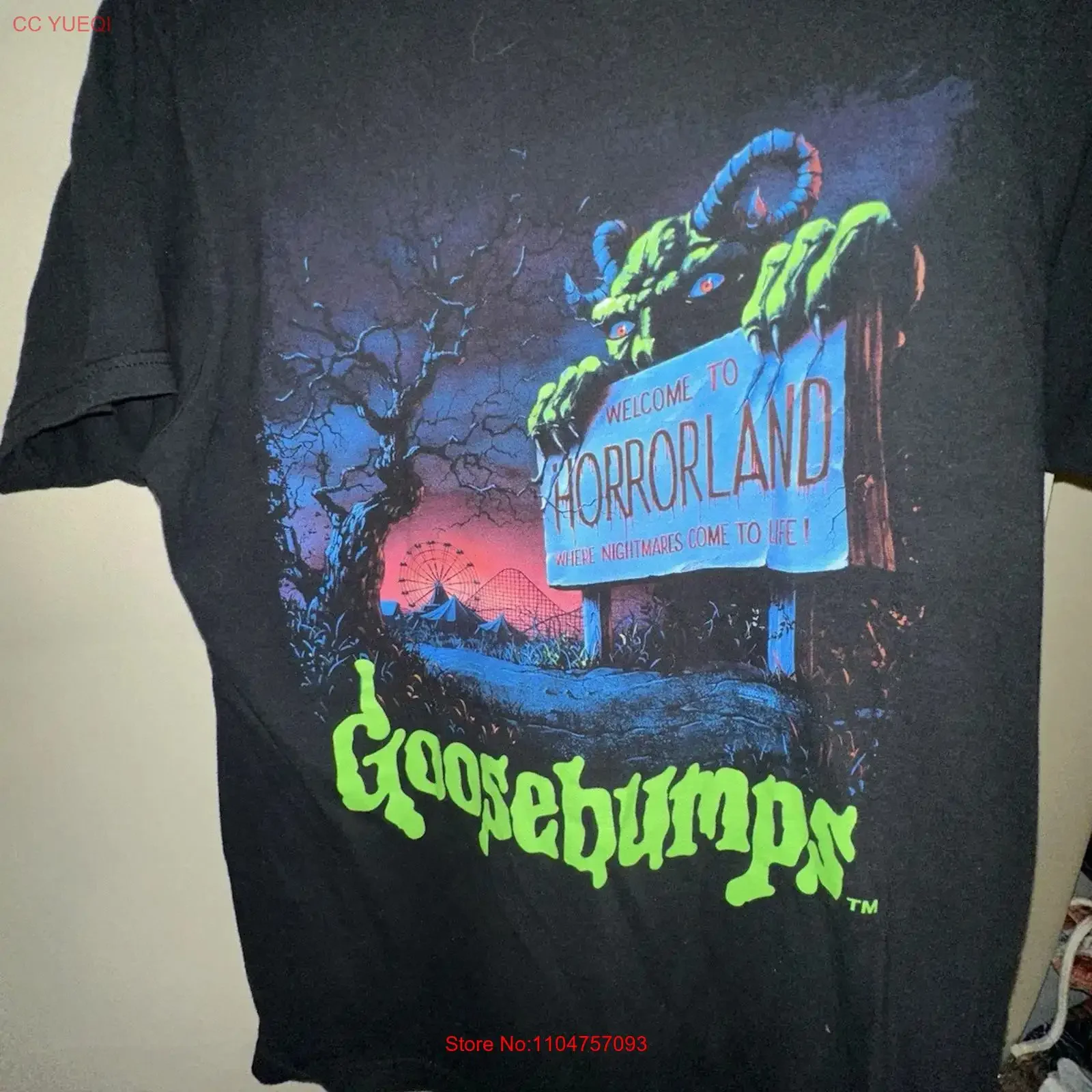 Goosebumps Welcome to Horrorland graphic T shirt mens size small vintage Washed fashion Stretched Unisex Stylish homme