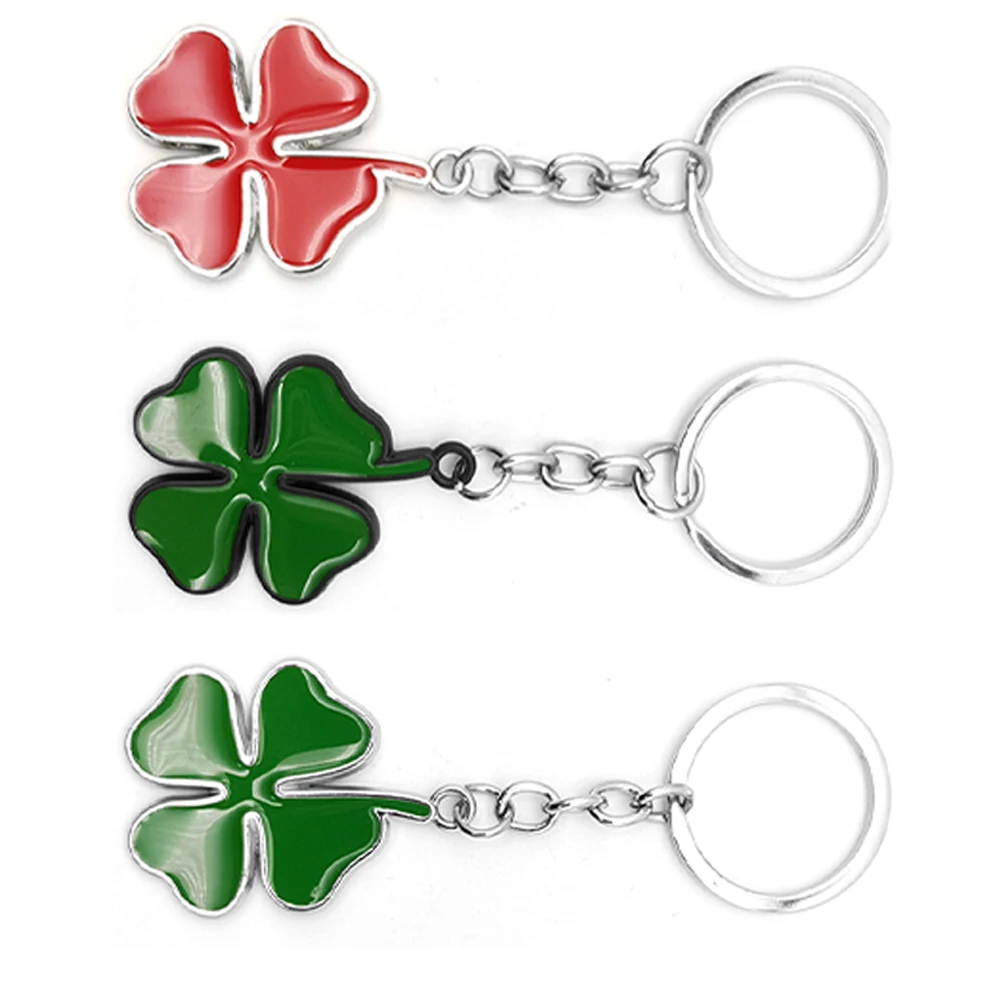 Hot Car Keychain Green Four Leaf Clover Keyring Key Chain Ring Holder for Alfa Romeo Giulia Giulietta Stelvio Mito Sportiva Mito