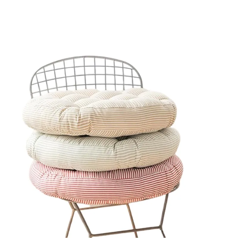 Thick Corduroy Chair Cushion Round Linen Office Seat Soft Tatami Style Ground Futon for Bedroom Bay Window And Stool Decoration