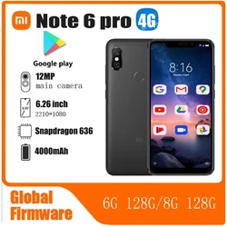 Global Rom Xiaomi Redmi Note 6 Pro Snapdragon 636 smart phone 6.26 inches 2280x1080 pixels 4000mAh used phone