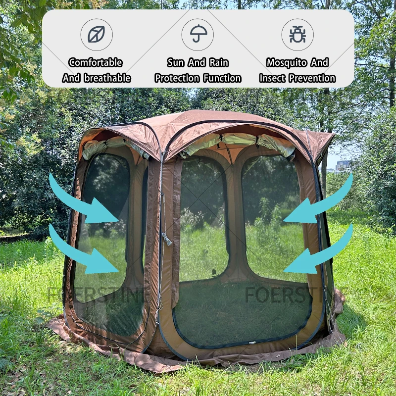 Outdoor Camping Tent 6 Person OEM ODM Family Waterproof Cabin Pop up Canopy Foldable Glamping Canopy Tent Instant Screen House view 3