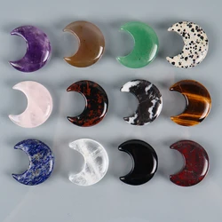 Mini adorno de Luna de cristal, piedra Natural, cuarzo rosa, tallado a mano, Chakra Feng Shui, estatuilla curativa de meditación, decoración del hogar