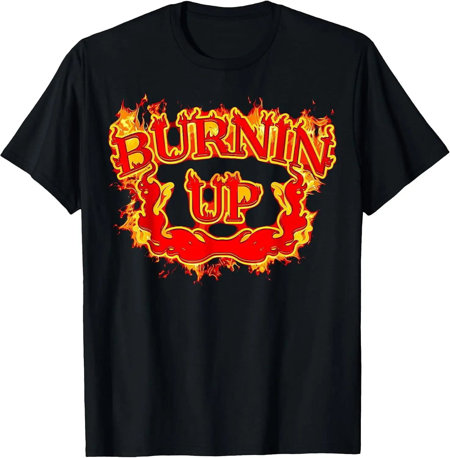 Burnin Up Fire Flames Retro Hot Graphic T-Shirt vintage style tee  boxy fit tee black graphic tee 100% cotton men