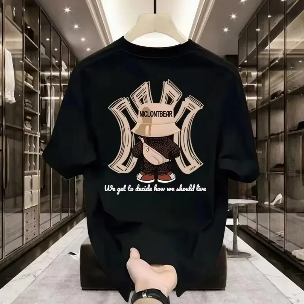 

2025 Summer New Korean Men and Women High Quality Casual Crew-neck Printed Cotton Short Sleeve Light Luxury Lovely T-shirt Top