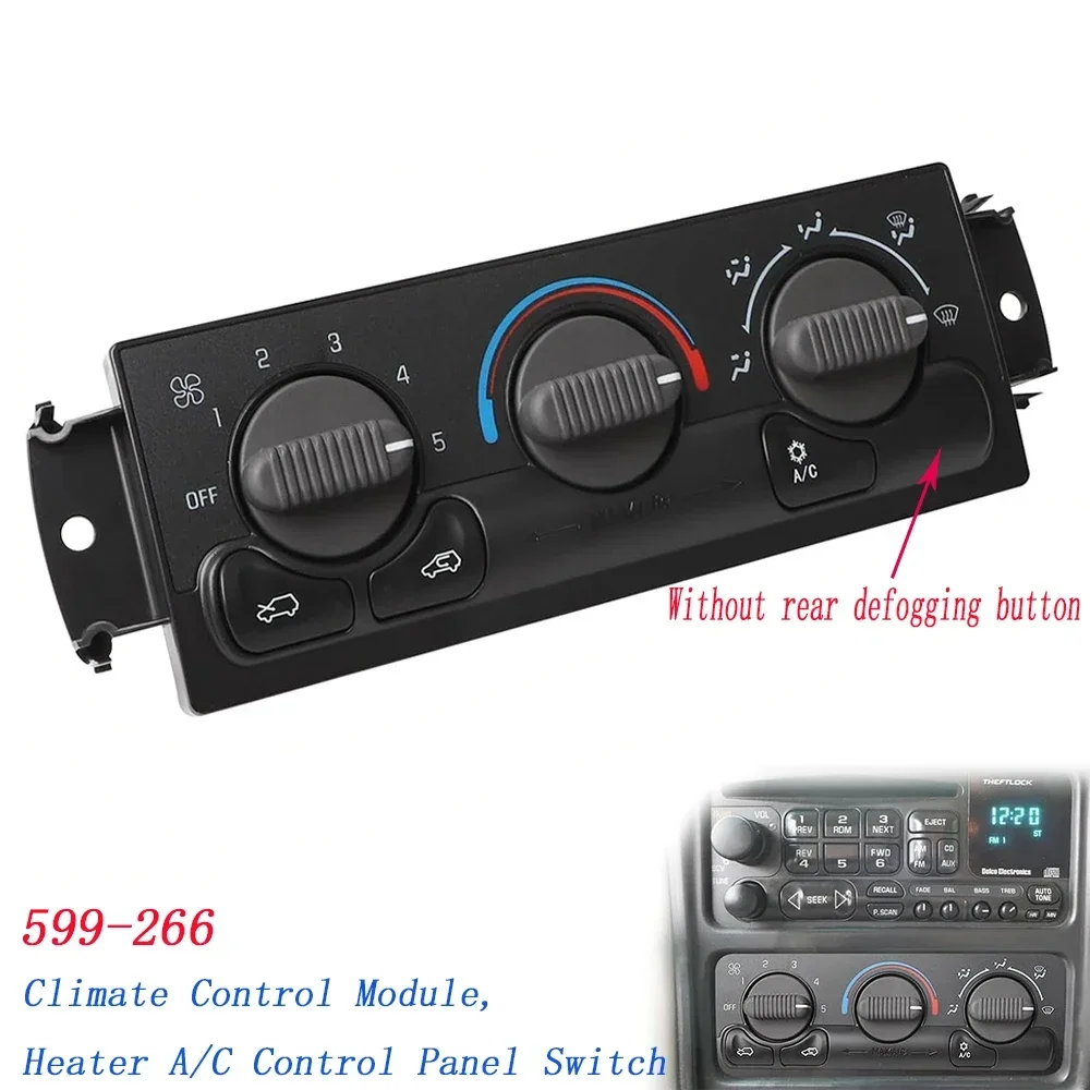 599-266 Front Climate Control Module A/C Heater Air Panel for 1999-2002 Chevy Avalanche Silverado Suburban Tahoe Sierra Yukon