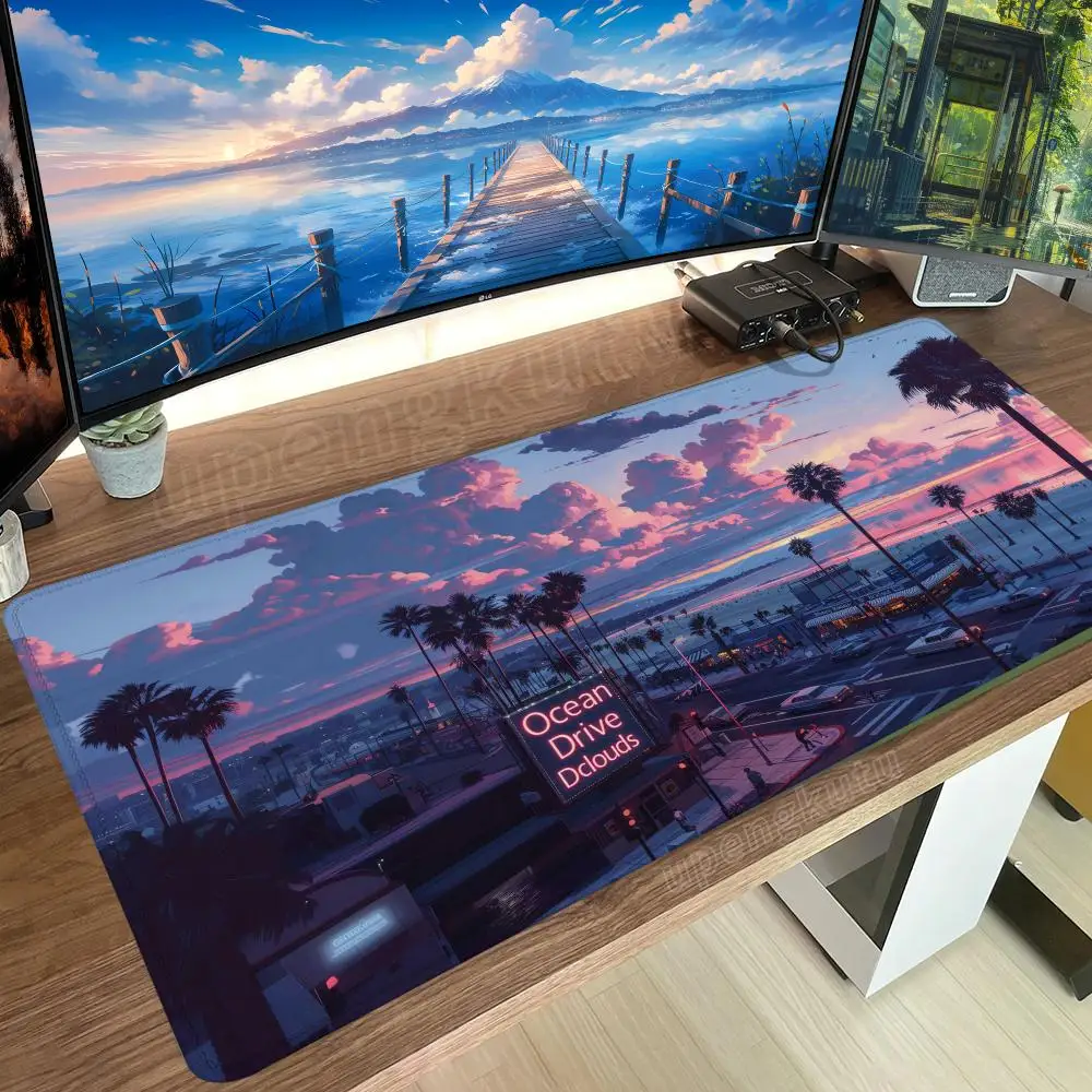 Pink Clouds Sunset Glow Mouse Pad Anime Mats Computer Mousepad Company Desk Pad Aesthetic Large Gaming Mousepads Office Mat