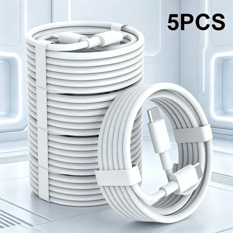[5Rooted fast charging data cable] 5Strip Pack USB-C Turn USB-C Fast charging cable，20W High-speed data synchronization cable，Co