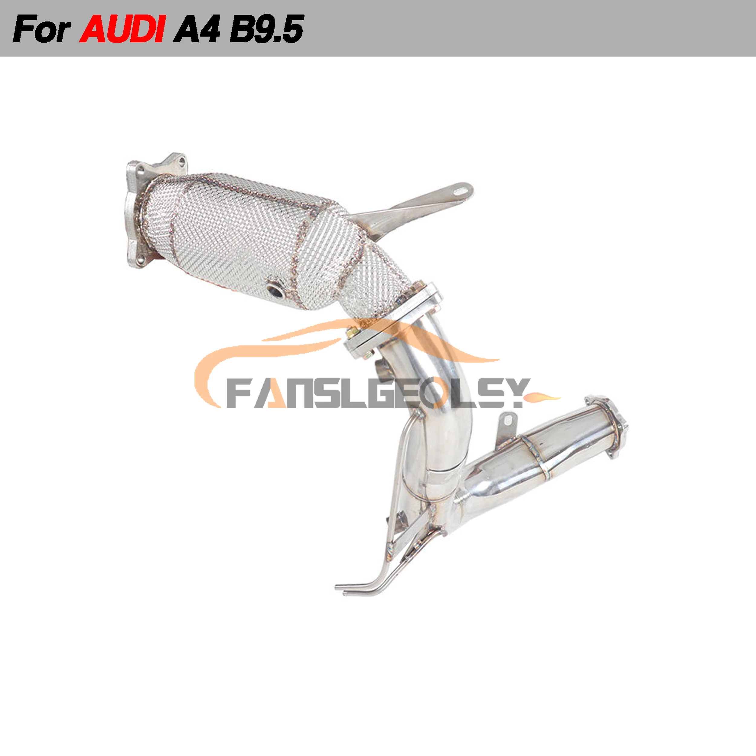 For Audi A4 B9.5 Steel Downpipe Performance Exhaust System With Heat shield and catalytic converter Headers