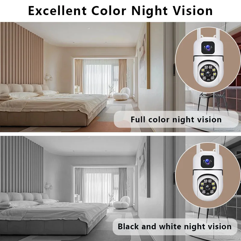 8MP Wifi Surveillance Camera Dual Lens Outdoor lP Camera PTZ Dual Screen CCTV camera  Color Night Vision Security Protection Cam