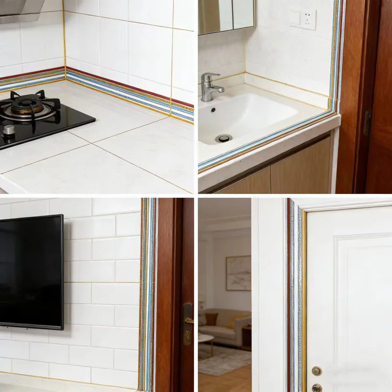 Self-Adhesive Tile Gap Tape Kitchen Bathroom Mildewproof Waterproof Beautiful Seam Tape Wall Floor Gap Line Decor Strip
